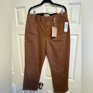 Democracy High Rise Slim Straight Cropped Jeans in Brown NWT